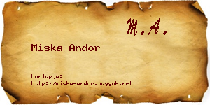 Miska Andor névjegykártya